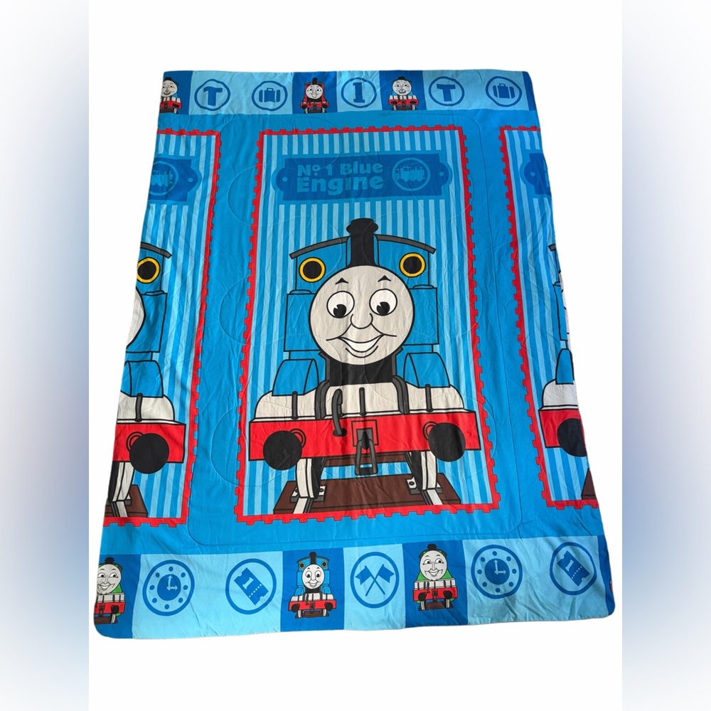 Vintage Thomas the Tank Engine Twin Comforter Blue Train